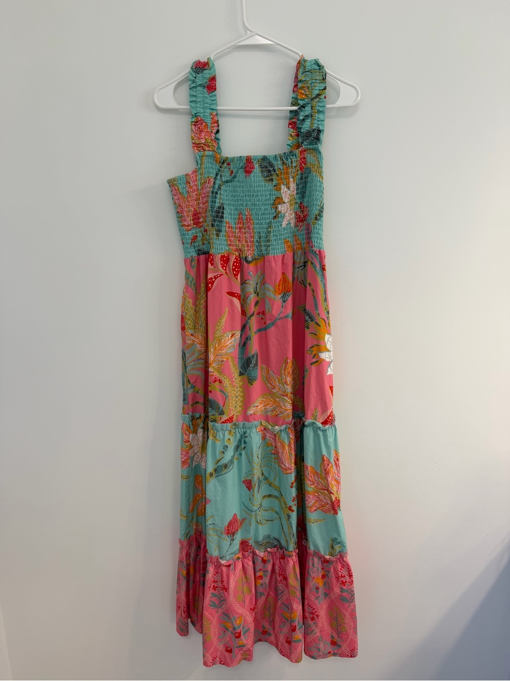 Spartina 449 Pink & Teal Floral Tiered Maxi Dress